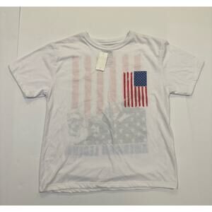 Boys Large USA Flag Patriotic Graphic T Shirt 4th July White